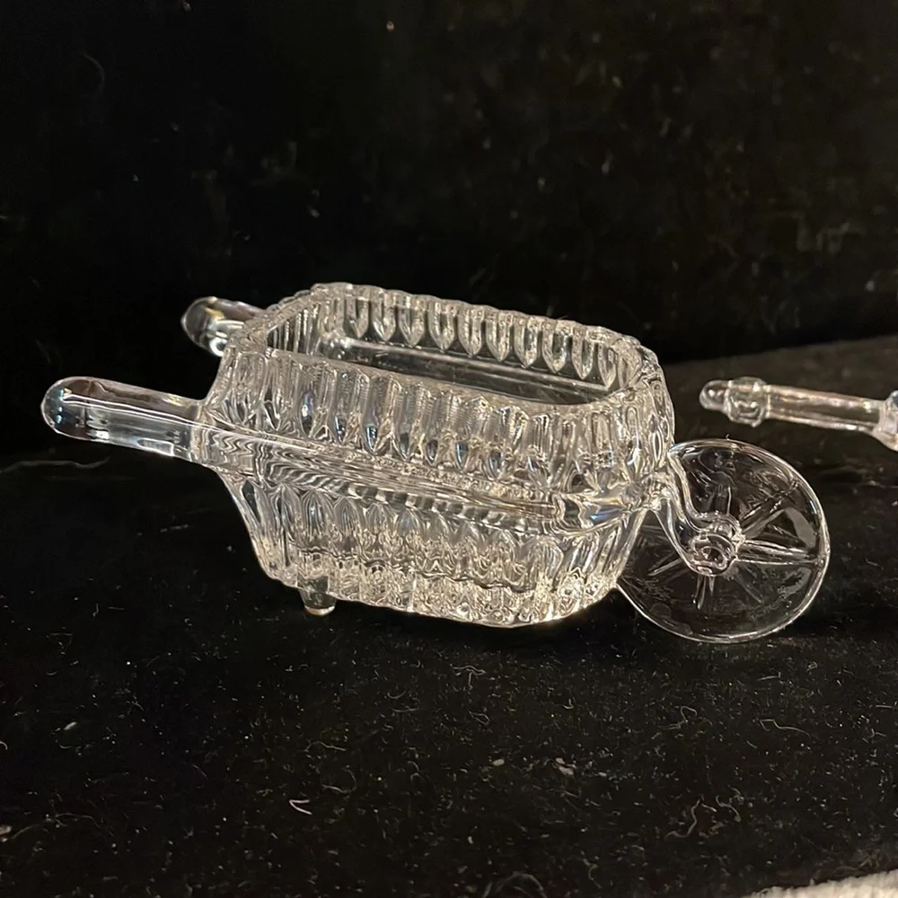 Lead Crystal Wheelbarrow & Hand Cart/Goat Cart Great for storing Sweetener Pkts
